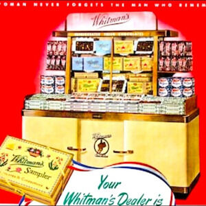 1947 Vintage Whitman's Sampler Tin Hinged Box